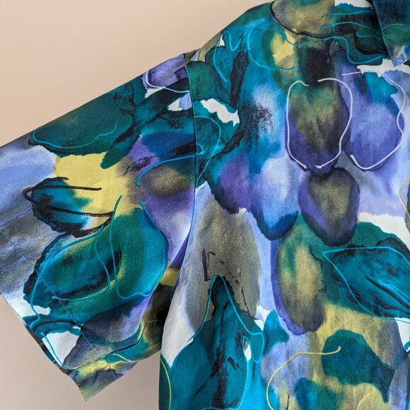 Vintage Emblem Silk Abstract print button down shirt - Picture 3 of 5